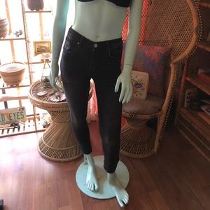 BLANKNYC High Rise “Madison” Cropped Jeans in Faded/Distressed Black